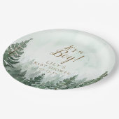 松の木の素朴赤ちゃんシャワー ペーパープレート (アングル)