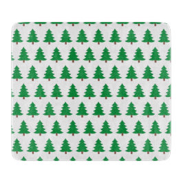 松の木の緑と白のクリスマスガラス カッティングボード