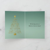 松の木の緑と金のクリスマスツリー  - 希望と喜び カード (内部)
