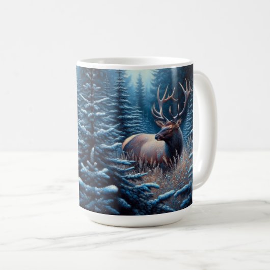 松の木の草原のブルエルク コーヒーマグカップ (正面右)