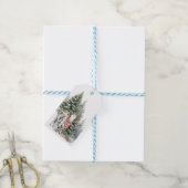 松の木の贈り物を持つ牛ラベル ギフトタグ (より糸付き)