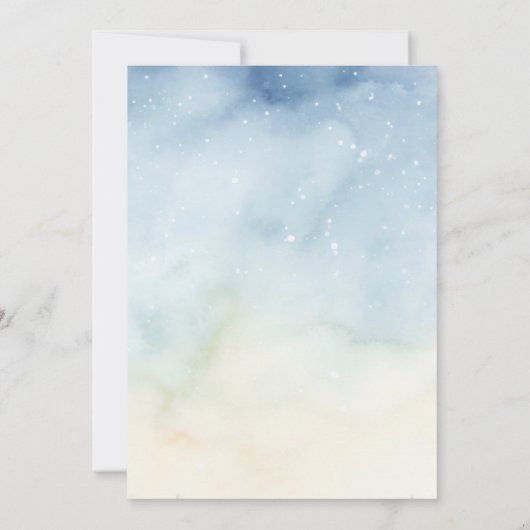 松の木の赤ちゃんシャワー水色の冬の招待状 招待状 (裏面)