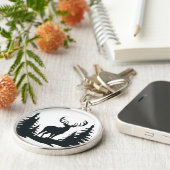 松の木の間の大きなバック キーホルダー (側面)