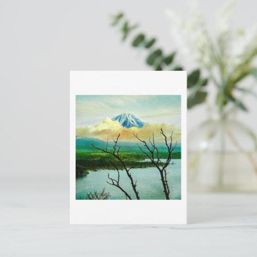 松の木の間の富士富士山ヴィンテージ ポストカード (スタンド正面)