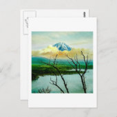 松の木の間の富士富士山ヴィンテージ ポストカード (正面/裏面)