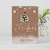 松の木の雪の結晶 ブラウンカンパニークリスマス 招待状 (スタンド正面)