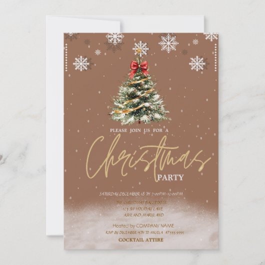 松の木の雪の結晶 ブラウンカンパニー クリスマス 招待状 (正面)