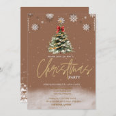 松の木の雪の結晶 ブラウンカンパニー クリスマス 招待状 (正面/裏面)