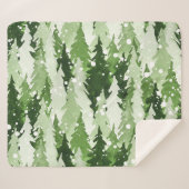 松の木の雪：水色クリスマス。 シェルパブランケット (正面(横))