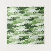 松の木の雪:水色クリスマス。 タペストリー (正面(横))