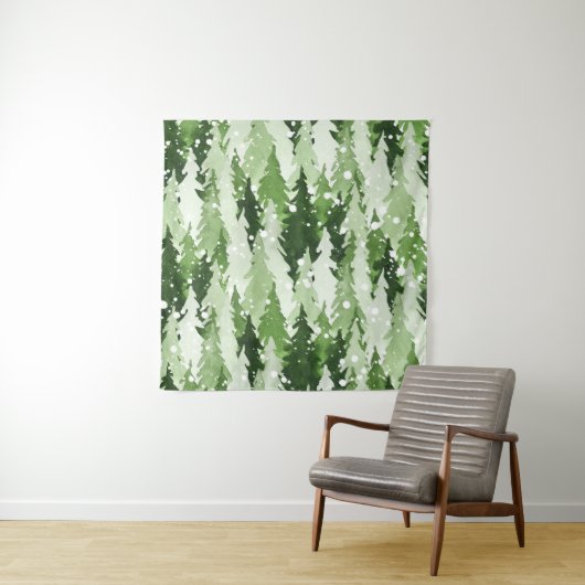 松の木の雪：水色クリスマス。 タペストリー (インサイチュ)