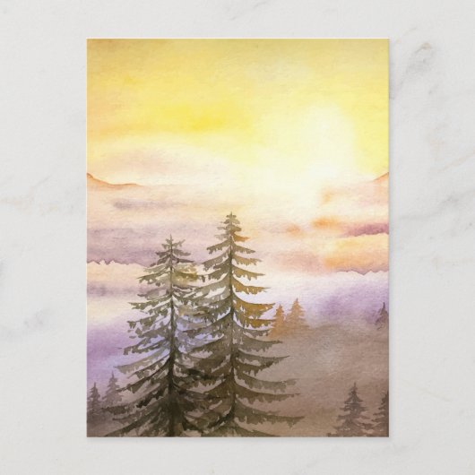 松の木の霧の山 ポストカード (正面)