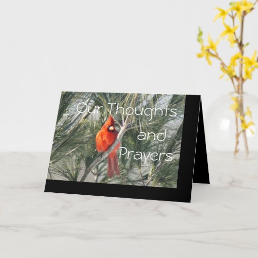 松の木の（鳥）ショウジョウコウカンチョウは大事な行事をカスタマイズ カード (黄色い花)