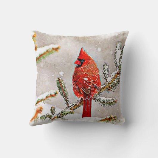 松の木の(鳥)ショウジョウコウカンチョウ クッション (裏面)