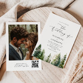 松の木エレガントミニマルqrコー結婚ド 招待状