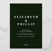 松の木クリスマスの冬の緑の日付を保存 箔招待状 (裏面)