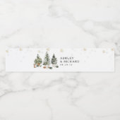 松の木クリスマスウォーターボトルラベル ペットボトルラベル (シングルラベル)