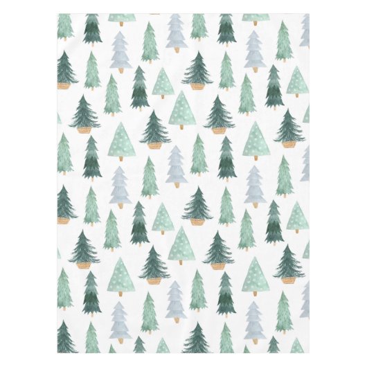 松の木クリスマスグリーンウォーター色テーブルクロス テーブルクロス (正面)