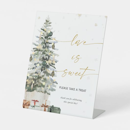 松の木クリスマス愛は甘いサインである 台座サイン (正面)