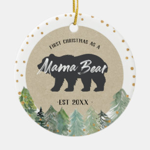 松の木ママベアクリスマス素朴装飾品 セラミックオーナメント
