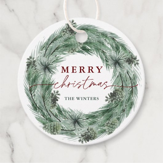 松の木リースメリークリスマスとQRコード フェイバータグ (正面)