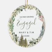 松の木婚約した飾りギフト セラミックオーナメント (左)