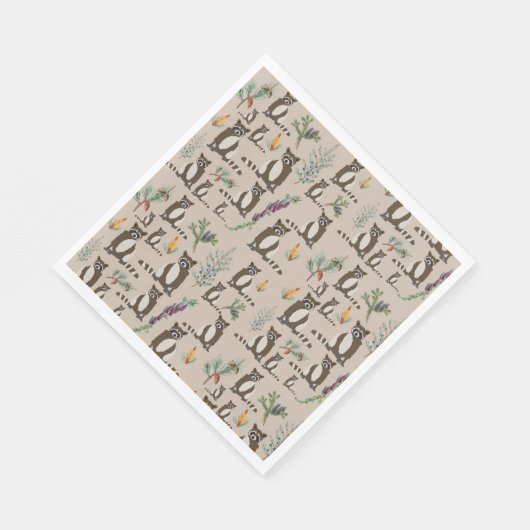 松の木柄のかわいいタヌキ スタンダードランチョンナプキン (角)