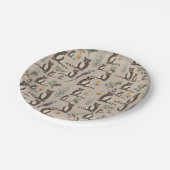 松の木柄のかわいいタヌキ ペーパープレート (アングル)