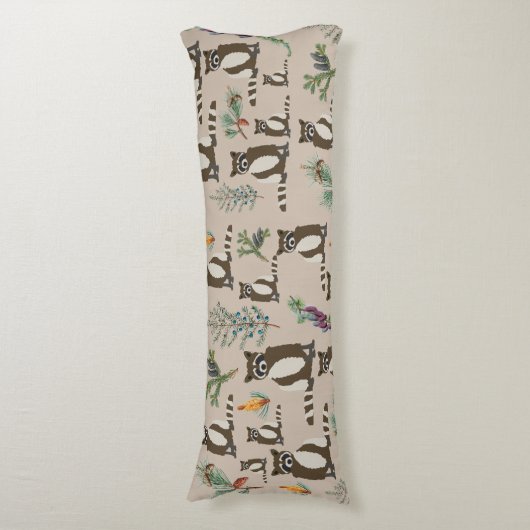 松の木柄のかわいいタヌキ ボディピロー (正面縦)