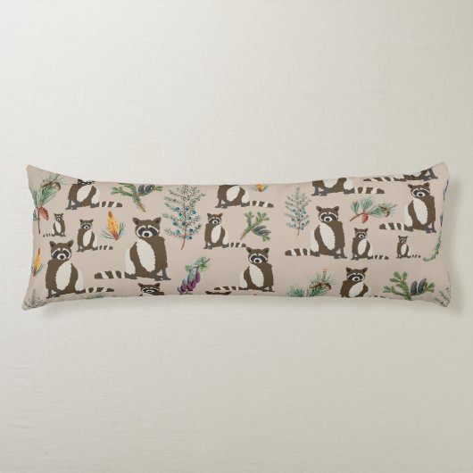 松の木柄のかわいいタヌキ ボディピロー (正面)