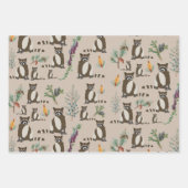 松の木柄のかわいいタヌキ ラッピングペーパーシート (正面3)