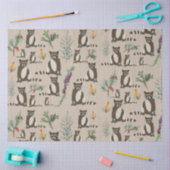 松の木柄のかわいいタヌキ 薄葉紙 (クラフト)