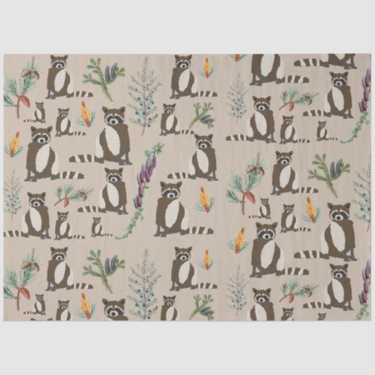 松の木柄のかわいいタヌキ 薄葉紙 (正面)