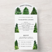松の木甘い16緑かわいらしの冬ガーリー オールインワン招待状 (内側)