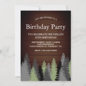 松の木素朴の冬の誕生日パーティー 招待状 (正面)