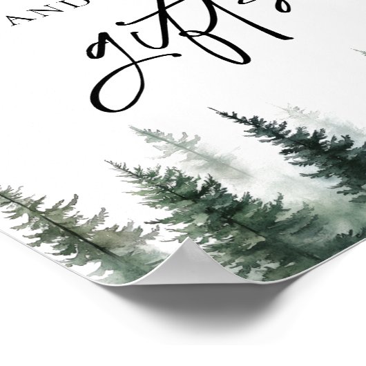 松の木赤ちゃんシャワー本とギフトサイン ポスター (角)