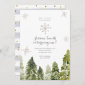 松の木雪片1歳の誕生日 招待状 (正面/裏面)