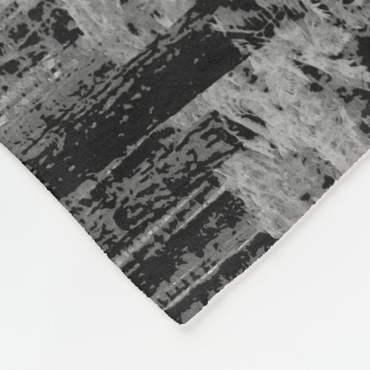 松の木黒白の森写真 フリースブランケット (角)