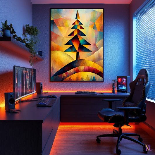 松の木 – キュービストインスパイアミニマリスト ポスター