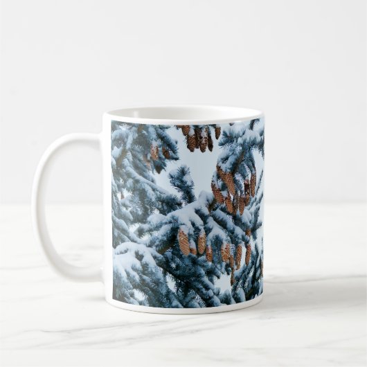 松の木（コーンと雪マグカップ） コーヒーマグカップ (左)