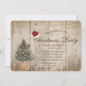 松の木，ストリングライト，木の質感クリスマス 招待状 (正面)