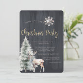 松の木、トナカイ、雪の結晶 ブラッククリスマス 招待状 (スタンド正面)
