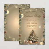松の木，プレゼント松のコーンChristmas Company 招待状 (正面/裏面)