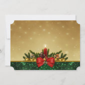 松の木、赤いロウソク、弓、会社のクリスマスパーティー 招待状 (裏面)