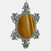 松の木II木フェイクのテクスチャ スノーフレークピューターオーナメント (左)