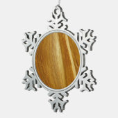 松の木II木フェイクのテクスチャ スノーフレークピューターオーナメント (右)