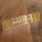 松の木II木フェイクのテクスチャ デスクネームプレート (側面)