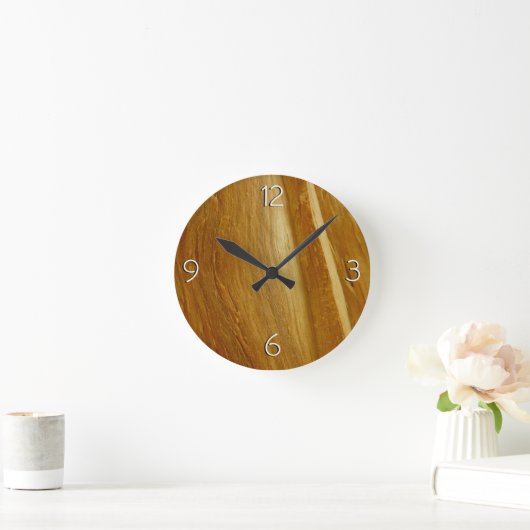 松の木II木フェイクのテクスチャ ラウンド壁時計 (ホーム)