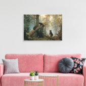 松の林の朝(森の熊) キャンバスプリント (インサイチュ (リビング))