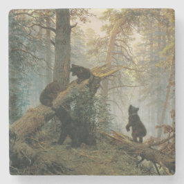 松の林の朝（森の熊） ストーンコースター